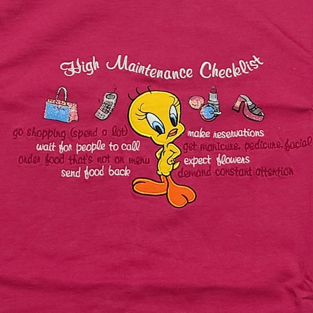 Pink Tweety Graphic T-Shirt, 2000, Vintage, Warner Bros Studio Tag, Large
